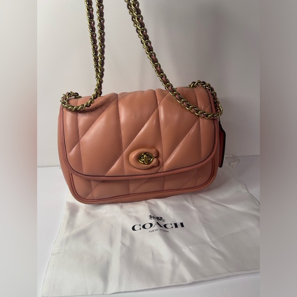 Coach Pillow Madison Shoulder Bag With Quilting C8560 Nappa Leather In Coral EUC - Picture 4 of 16